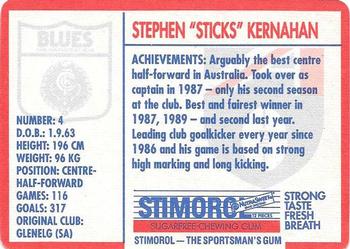 1991 Scanlens Stimorol #85 Stephen Kernahan Back
